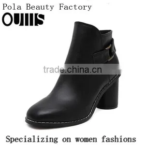 2016 High Heel Ladies PU Ankle Boots Black Women Winter Boots PJ4393 thumbnail-1