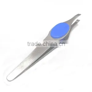 Slanted Stainless Steel Tweezer With pp Decorating on Both Sides thumbnail-1