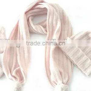 Baby Cashmere Stripe Hats With Ball Hats &gloves Sets thumbnail-1