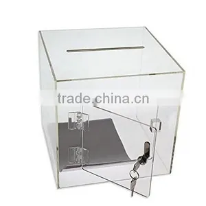 SourceOne Medium 8 Inch Premium Clear Acrylic Ballot Box Donation Box Cube thumbnail-5