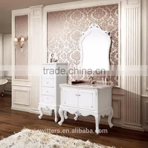 Spanish Vintage b Bathroom Vanity Cabinet Solid Wood Luxury Bathroom Furniture With Carved Flower WTS334 thumbnail-6