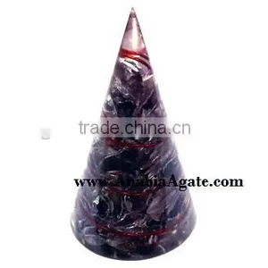 Orgone Amethyst Cone : Orgone Antenna Supplier : Amethyst Copper Wire Wrapped Orgone Cones thumbnail-2