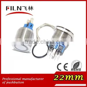 22mm Flat Round Stainless Steel 6v White Blue Red Green 3v 5v 6v Led Light Illuminated Push Button Switch With Pilot Light thumbnail-6