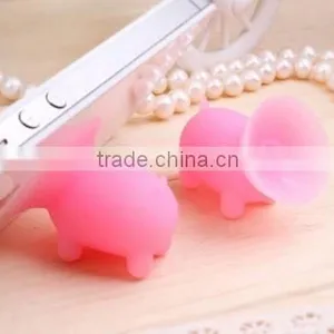 Pink Pig Animal Shaped Silicone Smartphone Accessory Sucker Stand thumbnail-1