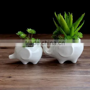 Indoor Decor Ceramic Flower Pots Small White Animal Bonsai thumbnail-2