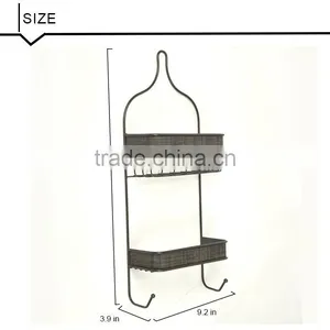 Wall Mounted Shampoo Rack With Two Hooks thumbnail-5