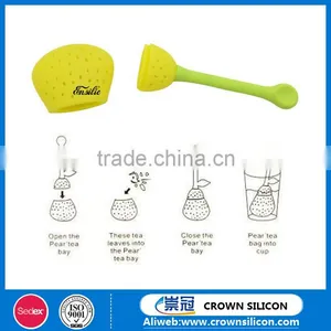 BPA Free Eco-friendly Funny Pear Design Silicone Tea Leaf Filter thumbnail-2