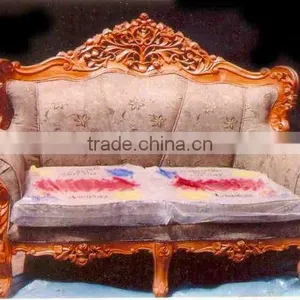 Soild Wood Carved Sofa, Solid Wood Sofa, Wood Frame Sofa, Indian Carved Sofa thumbnail-1