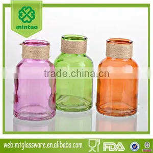 3colorful Machine Made Galss Vases the Mouth Tangle Twine Hemp Rope Decoration thumbnail-1