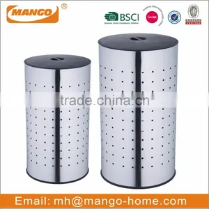 Modern Cylinder Stainless Steel Laundry Basket thumbnail-1