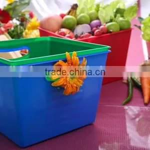 Wholesale Square Plastic Storage Basket With Handle/ Sundries Storage Basket With Handle thumbnail-1