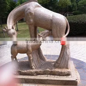 Hand Caved Stone Life Size Giraffe Statue thumbnail-1