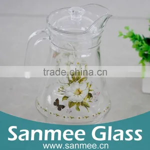 1.4L Heat Transfer Printed White Flower Glass Jug thumbnail-1