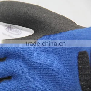 NMSAFETY 7 Gauge Knitted Blue Polycotton Liner Coated Black Sandy Finish Nitrile on Palm Working Safety Gloves With Magic Buckle thumbnail-4