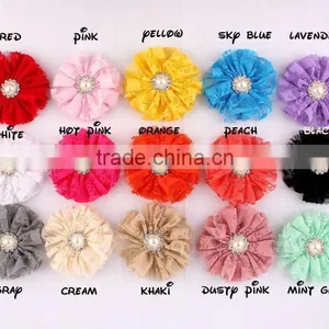 Lace Flower With Pearl Rhinestone in Center for Kids Hair Accessories thumbnail-1