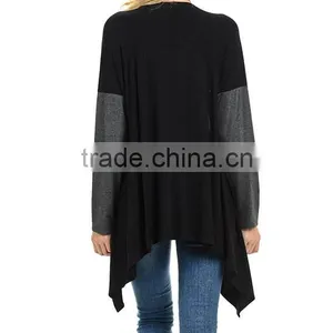 Stylish Girls Ladies Women Fashion 95% Rayon 5% Spandex Black Open Cardigan With Long Sleeve Cardigan Sweaters Wholesale thumbnail-4