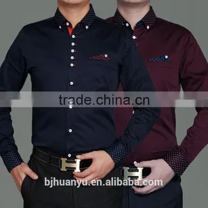 Men Formal Black Pontied T/C Dress Shirt 2015 thumbnail-3