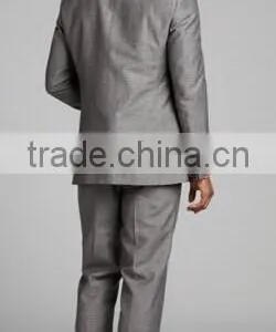 Grey Crosshatch Wool-Linen Blend Two Button Suit(SHT1153) thumbnail-2
