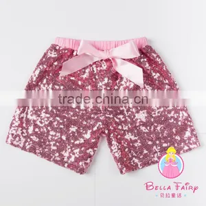 2016 New Colors Boutique Wholesale Little Baby Girls Shiny Sequin Tight Shorts Casual Clothes Short Bow Girls Leggings Pants thumbnail-4