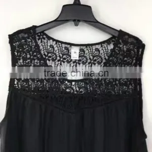 Yiwu Stock Apparel Women Cheap Price Black Lace T-shirt thumbnail-3