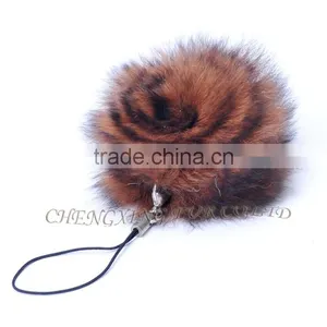CX-A-54G Rabbit Fur Mobile Phone Strap Promotional Ring Fur Keychain thumbnail-4