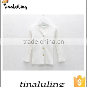 Plain White Kids Cardigans Children Sweater Handmade Cotton Baby Clothes thumbnail-1