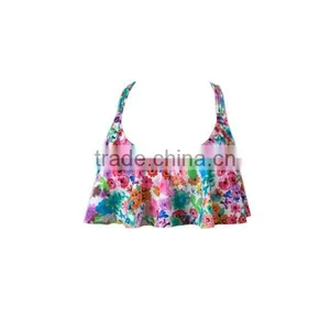 Flora Print Swimsuits,strappy Back Flounce Top With Cheeky Bottom thumbnail-2