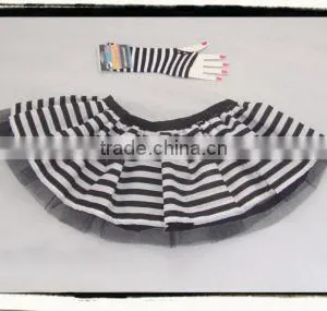 Pirate Convict Fancy Dress Tutu Black White Goth Stripe thumbnail-1