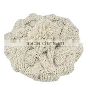 Women's Warm Knit Wool Beanie Pumpkin Ball Pumpkin Ladies Winter Wool Hat 9083 thumbnail-1