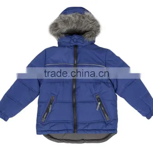 100% Polyester, Taffeta, Down Touch Padding Children Boys Classic New Style Hoodie Jacket With Fur thumbnail-1