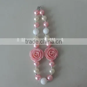 Wholesale Baby Girl Necklace Pink White Pearl Necklace Boutique Holiday Necklace thumbnail-2