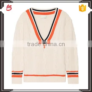 2017 V Neck Plain Sweater Woolen Sweater Design for Ladies thumbnail-1