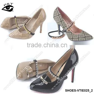3 Colors Elastic Shoelace With Metallic Beads Decoration Metallic Beads Shoe Straps thumbnail-3