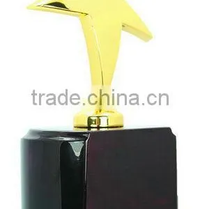 Metal Golden Star With Dark Red Colour Wooden Base Trophy thumbnail-1