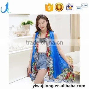 New Fashion Summer Floral Printing Silk Scarves Women Magic Mutifunctional Scarves Shawl thumbnail-1