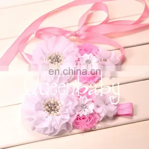 2pcs Set Baby Girl Sash and Matching Headband Photography Props thumbnail-2