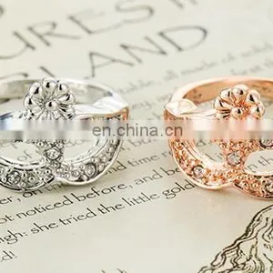 Korean Version of the High-quality Fashion Mask Gilded Gold Crystal Ring Tail Ring Girl Gift Ring thumbnail-4