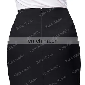 Kate Kasin High Stretchy High Waist Shirred Waist Detail Hips-Wrapped Pencil Skirt KK000278-1 thumbnail-4