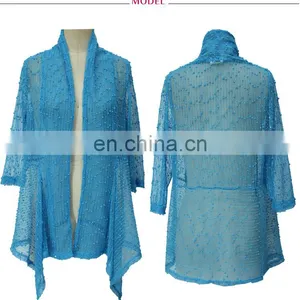 Mesh Sequins Bolero Cardigan Mature Women Beach Wear thumbnail-3