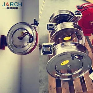 LC607 OLS Spring Retractable 304 Stainless Steel Hose Reel Water Air Cable Reels With 5 Million Life Time Rotary Joint thumbnail-2