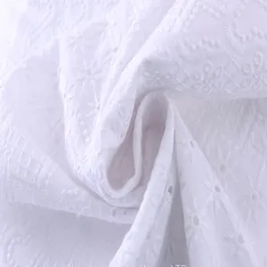 Custom Embroidered White Cotton Embroidery Lace Fabric thumbnail-1