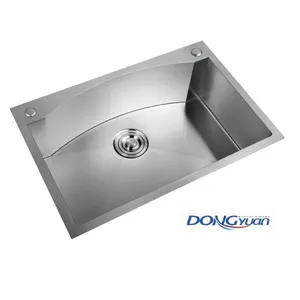 Guangdong Dongyuan Kitchenware 680×450×210mm Brushed Stainless Steel Rectangular Handmade Kitchen Sink Undermount (DY-HA603-6845-R10) thumbnail-1