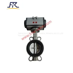 150LB PN16 Wafer Type Pneumatic Actuators Control Butterfly Valve thumbnail-2