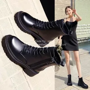 Martin Boots Women's Shoes British Style New Wild Thick-soled Thin Thin Autumn and Winter Plus Velvet Short Boots thumbnail-1