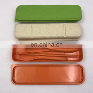 Eco-friendly Wheat Straw Material Portable Travel Plastic Cutlery Set thumbnail-1
