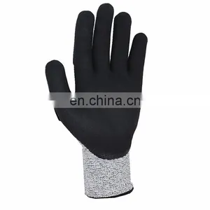 HPPE Sandy Nitrile Coated Oilfield Anti Slip Cut Resistant TPR Impact Protective Mechanic Work Safety Gloves thumbnail-4