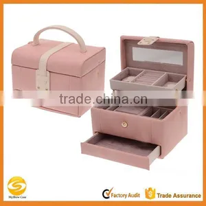 OEM Pink Leather Display Case for Jewelry, High Quality Jewelry Display Box, Pink Leather Jewelry Box Custom Logo thumbnail-1