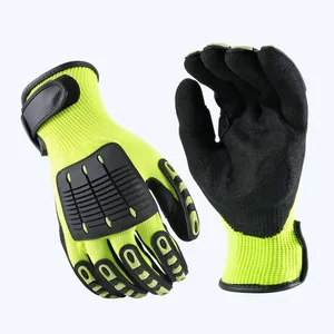 Anti Cut and Impact HPPE Liner Nitrile Sandy Coated TPR Anti Vibration Gloves thumbnail-1