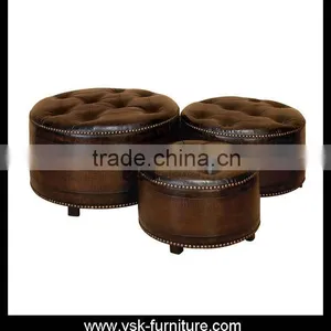 OT-026 Antique Round Shape Bed End Dresser Stool thumbnail-1