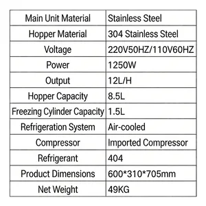 Commercial Soft Serve Ice Cream Machine 12L/H With Imported Compressor and Pre-cooling for High Quality Desserts thumbnail-4